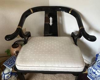 Chin Hua black lacquered chair, James Mont style