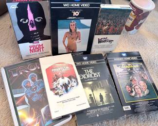 VHS movies; Prom Night, Phantasm, The Exorcist, Tron, The Warriors and so many more