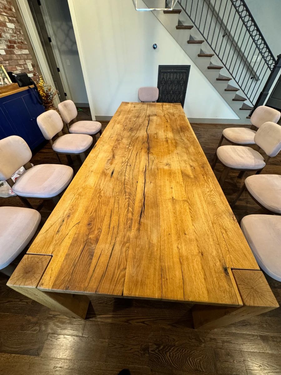 Restoration Hardware Driftwood Reclaimed Parsons Dining Table, natural oak