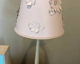 Pink table lamp with 3D floral cutout shade