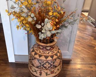 Southwestern / Native American pottery vase with dried floral arrangement