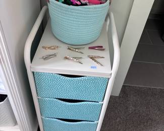 3-drawer storage cart with hair accessories basket