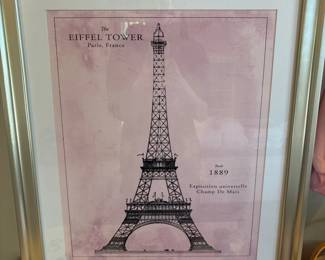Framed Eiffel Tower Paris print in gold frame