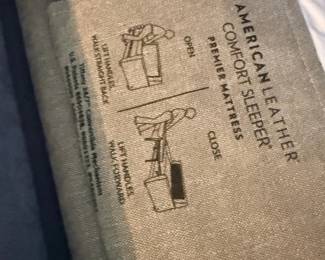 American Leather Comfort Sleeper Premier Mattress label