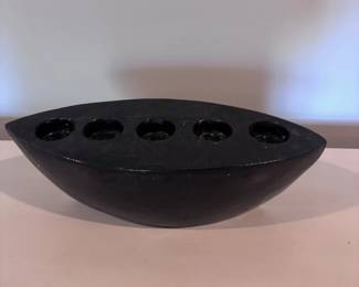 Modern black tea light candle holder boat