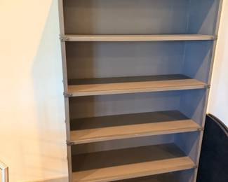 Tall weathered wood bookshelf, 5 shelves