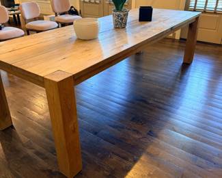 Restoration Hardware Driftwood Parsons dining table, full room view