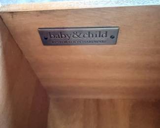 RH Baby & Child brand label on dresser