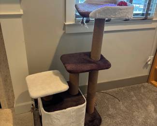 Tall cat tower / condo with enclosed cube, multiple levels
