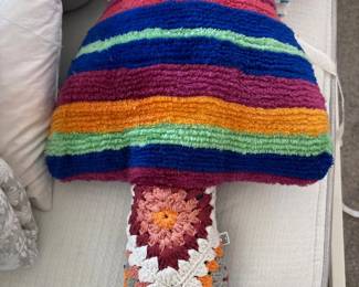Handmade crochet blanket with granny squares