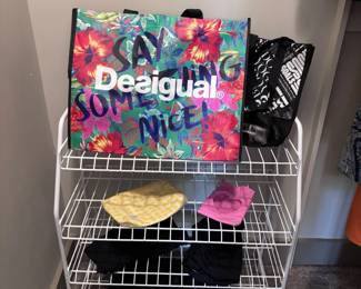 Desigual designer tote bag on wire shoe rack