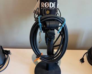 Rode podcasting microphone with tabletop stand
