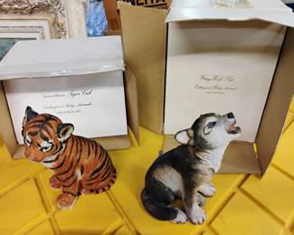 Tiger, Dog ( Endangered baby animals fine porcelain ) 