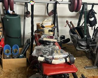 Vintage weight bench with weights 