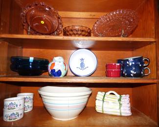 McCoy Mixing Bowl, Pink Depression Glass, Etc