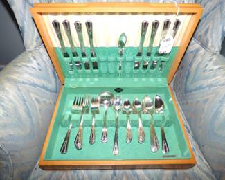 Silverplate Flatware Set in Wooden Case