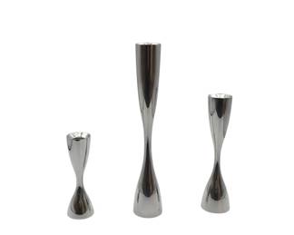 Vintage Nambe Studio Modernist Candlestick Holders  Set of Three Edit with AI