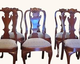 Stickley Queen Anne Dining Chairs  Set of 6 with Wingback Head Chairs 8 Total