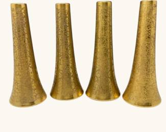 Vintage Latham Weeping Willow Gold Tone Etched Shakers  Set of 2 pairs