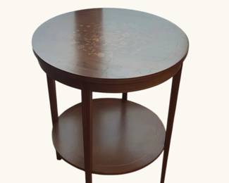 19th Century English Regency Mahogany Round Side Table with MotherofPearl Inlay