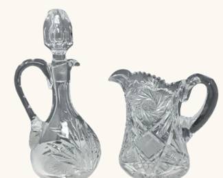 Cut Glass Pitcher And Decanter