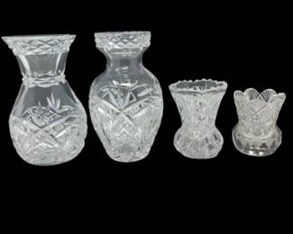 2515 Waterford Kinsale Cut Crystal Vases with Toothpick Holders