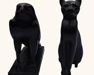Austin Productions Egyptian Deities Horus Falcon  Bastet Cat Sculptures