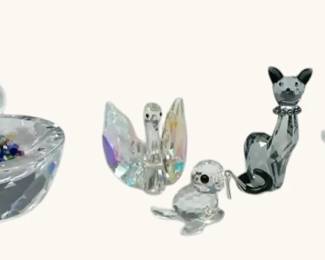 Collection of Swarovski Crystal Figurines and Dish