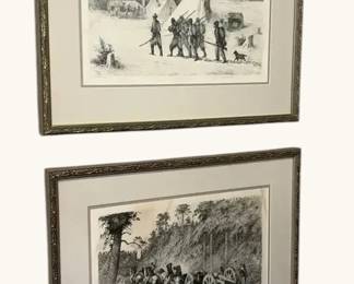 Pair of Framed Black and White Military Prints  E. Forbes
