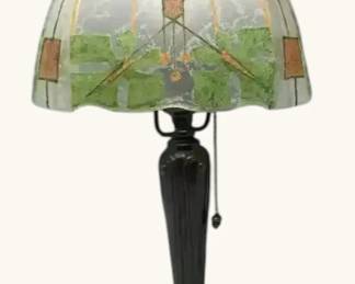 Handel Reverse Painted Glass Boudoir Lamp