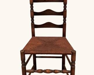 Vintage Ladderback Side Chair with HandWoven Rush Seat