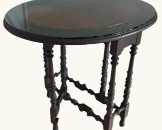 Baker Drop Leaf Side Table with Custom Glass Top