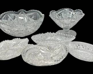 Assorted Cut Glass Serving Bowls and Dishes