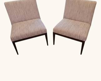 Pair of Ethan Allen Upholstered Slipper Chairs  Neutral Fabric Accent Chairs Edit with AI