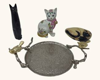 Collection of Decorative Porcelain  Art Cat Figurines