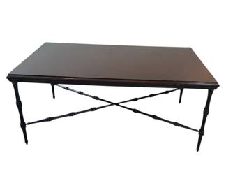 Diego Giacometti Style Sculpted Iron Base Coffee Table with Glass Top Edit with AI