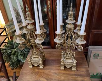 Vintage Italian Baroque Style Brass Candelabras