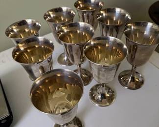 Set of Nine Gorham Sterling Silver Goblets
