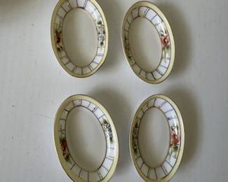 Vintage Set of 4 Nippon Hand-painted Salt Dips/Cellars Floral