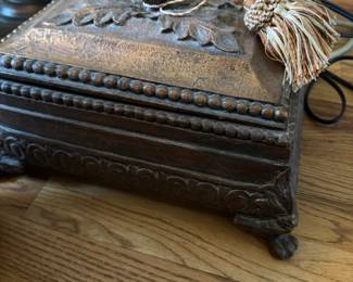 Footed Carved Jewelry or storage Box