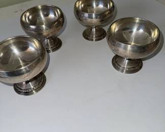 Set of Four Frank Whitting Talisman Rose Sterling Silver Bowls