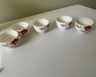 Set of 5 Chuan Kue Bone China Teacups