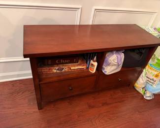 Wooden Bench with Two Drawer Storage