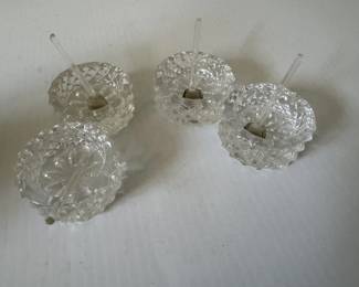 Set of Four Crystal Open Sale Celler s with Matching Serving Spoons