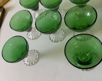 Vintage 1950's Anchor Hocking Forest Green Boopie Sherbet Glasses
