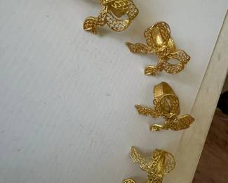 Set of Four Vintage Gold Tone Bow Napkin Holders