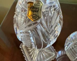 Two Vintage Lead Crystal Egg Paperweights made in Poland