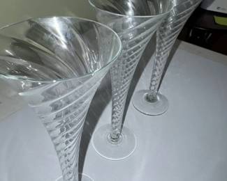 Set of Three Optic Swirl 9" Crystal Champagne Flutes