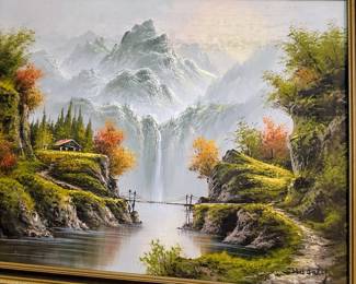 Gorgeous Waterfall Oil on Canvas