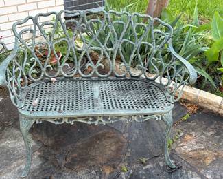 Wrought iron garden bench